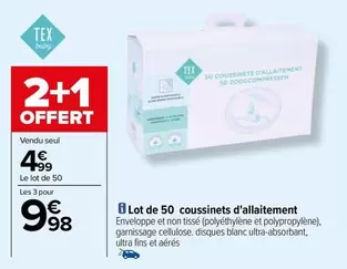 tex -  baby - lot de 50 coussinets d'allaitement