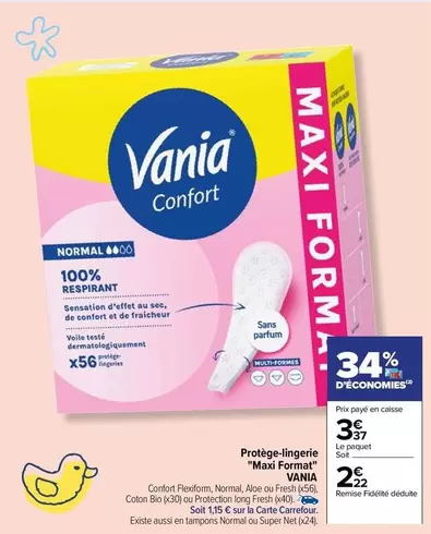 Vania - Protège-lingeie Maxi Format offre à 2,22€ sur Carrefour Drive