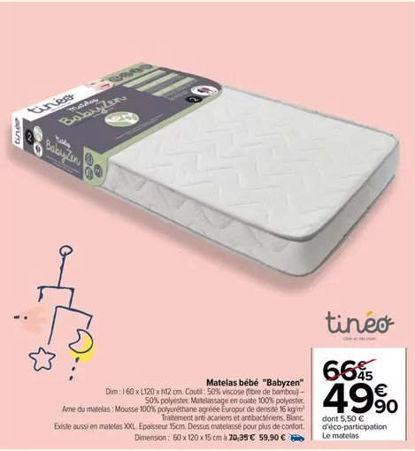 Dim - Babyzen - Matelas Bébé offre à 49,9€ sur Carrefour Drive