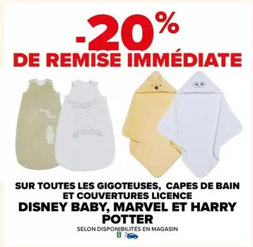 Disney, Baby/Marvel et Harry Potter : Gigoteuses, Capes de Bain et Couvertures en Promo