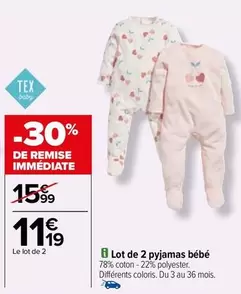 Tex -  Baby - Lot De 2 Pyjamas Bébé