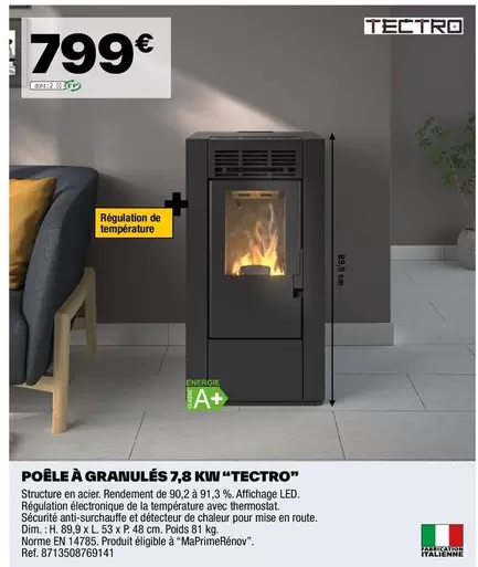 Dim - Tectro - Poêle À Granulés 7.8 Kw