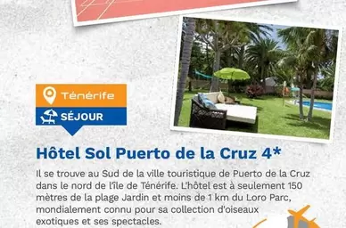 Hôtel Sol Puerto De La Cruz 4* offre sur Lidl