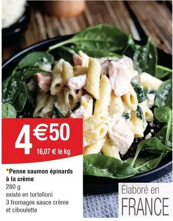 Penne Saumon Épinards À La Crème