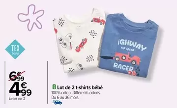 Tex -  Baby - Lot De 2 T-shirts Bébé