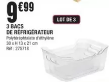 3 Bacs De Refrigerateur