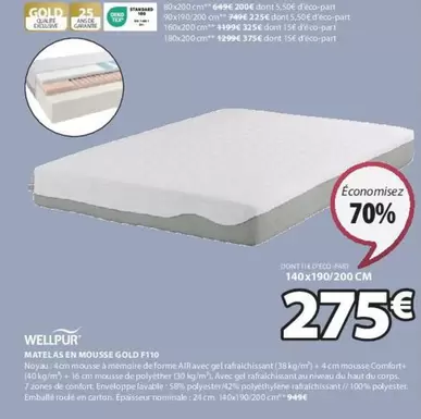 Wellpur - Matelas En Mousse Gold F110