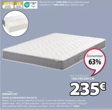 Dreamzone - Matelas En Mousse Gold F35