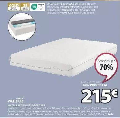 Wellpur - Matelas En Mousse Gold F85