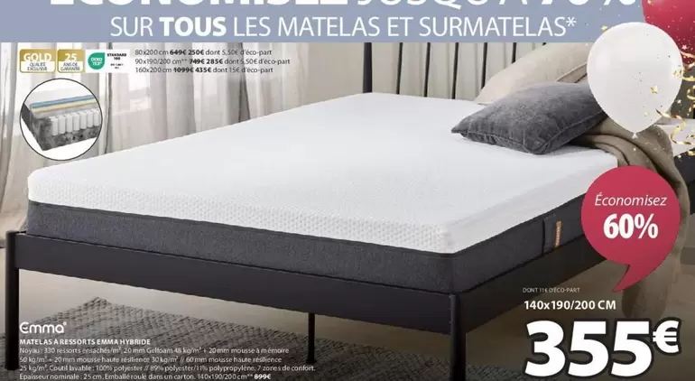 Emma - Matelas A Ressorts Hybride 