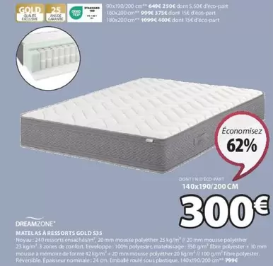 Dreamzone - Matelas A Ressorts Gold S35