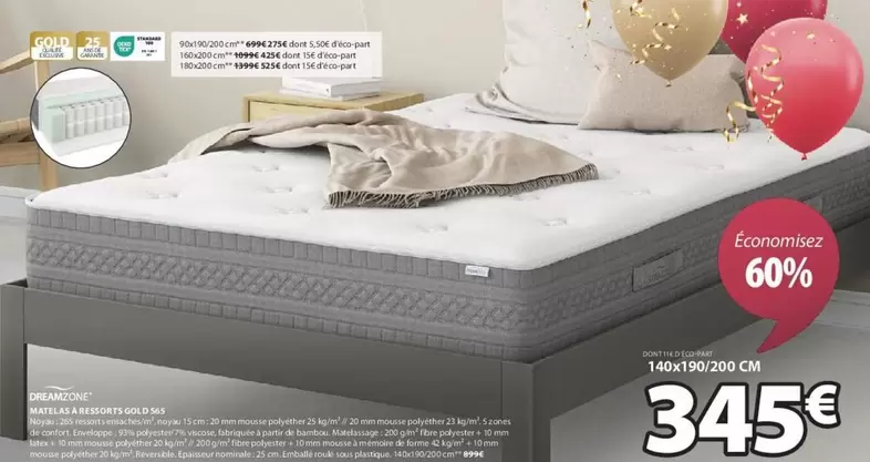 Dreamzone - Matelas À Ressorts Gold S65