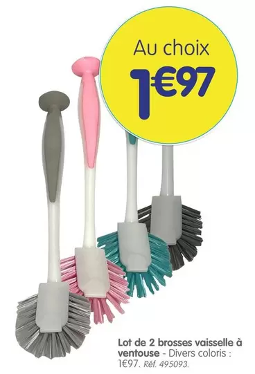 Lot De 2 Brosses Vaisselle À Ventouse offre à 1,97€ sur B&M