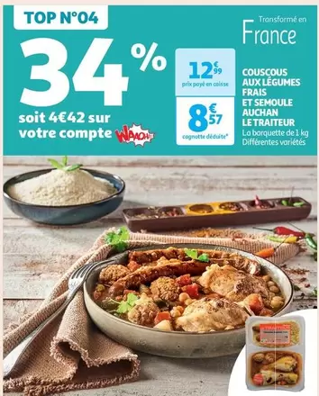 Couscous aux légumes frais et semoule - Traiteur Auchan