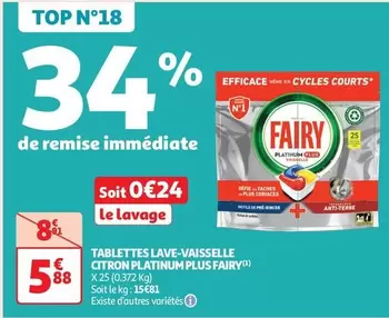 Fairy Tablet Lave-Vaisselle Citron Platinium Plus - Efficacité exceptionnelle avec un parfum citron frais