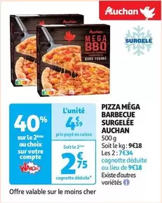 auchan - pizza méga barbecue surgelée