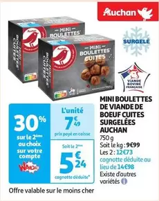 Auchan - Mini Boulettes de Viande de Boeuf Cuites Surgelées