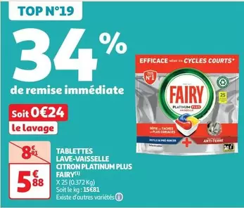 Fairy Platinum Plus : Tablettes Lave-Vaisselle Citron - Efficacité et Fraîcheur au Service de Votre Vaisselle !