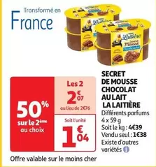 Nestlé - Secret De Mousse Chocolat Au Lait La Laitière : Délicieuse mousse au chocolat au lait, parfaite pour une pause gourmande!