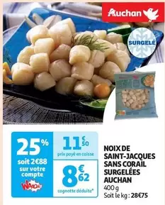 Auchan - Noix de Saint-Jacques Surgelées sans corail : fraîcheur et qualité au rendez-vous