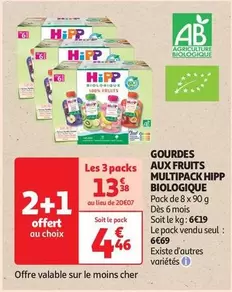 Hipp - Gourdes Aux Fruits Multipack Biologique offre à 6,69€ sur Auchan Supermarché