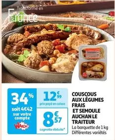 Couscous aux Légumes Frais et Semoule - Auchan, Le Traiteur