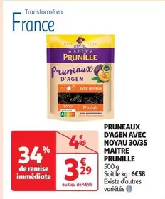 Maitre Prunille - Pruneaux D'Agen Avec Noyau 30/35 - Délicieux et Naturels