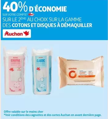 Découvrez la gamme de cotons et disques à démaquiller Auchan - qualité et douceur au meilleur prix !