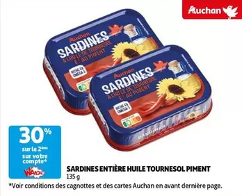 Auchan - Sardines Entière Huile Tournesol Piment