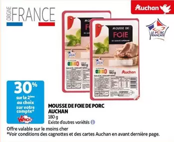 Auchan - Mousse De Foie De Porc offre sur Auchan Hypermarché