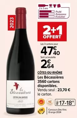 Orange - Les Caves Saint-Ronain - Les Bécassières Côtes-Du-Rhône : Vin rouge fruité et élégant en promo spéciale