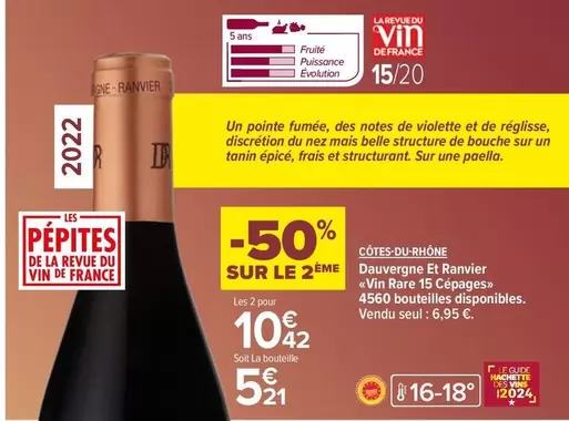 Garnier - Dauvergne et Ravivier Vin Ref. 15 Cépages : Promo exclusive sur ce vin riche en saveurs et en cépages variés.