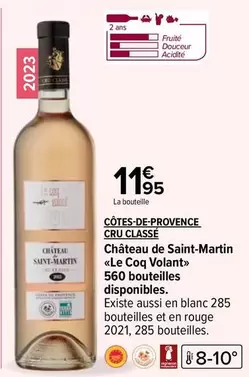 Cotes-de-Provence Cru Classe - Chateau de Saint-Martin 'Le Coq Volant' : Un vin d'exception à découvrir