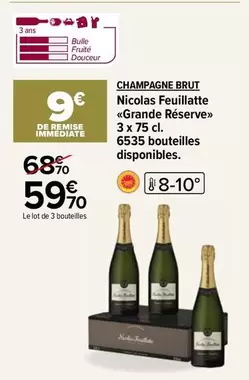 Nicolas Feuillatte Champagne Brut Grande Réserve - Élégance et finesse en promotion