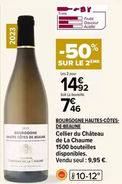 Château de La Chaume - Bourgogne Hautes-Côtes-De-Beaune : Vin rouge élégant avec des notes fruitées, idéal pour les repas en famille.