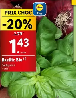 Basilic Bio offre à 1,43€ sur Lidl