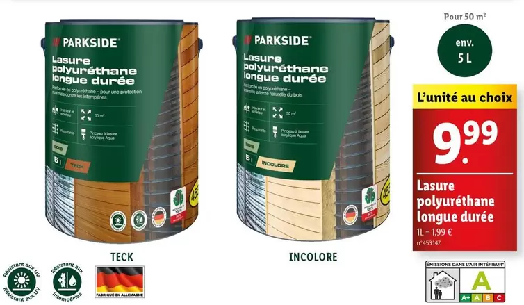 parkside - lasure polyuréthane longue durée