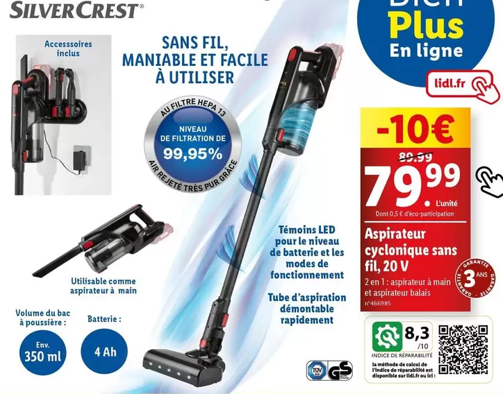 SilverCrest - Aspirateur Cyclonique Sans Fil