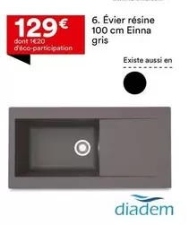 Diadem - Évier Résine 100 Cm Einna Gris offre à 129€ sur BUT