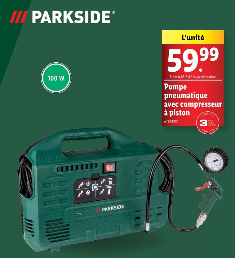 Parkside - Pompe Pneumatique avec Compresseur à Piston : Performance et Efficacité en Promotion