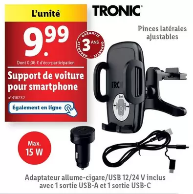 tronic - support de voiture pour smartphone