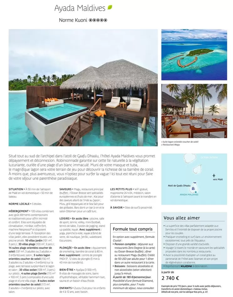 Ayada Maldives offre à 2740€ sur Kuoni