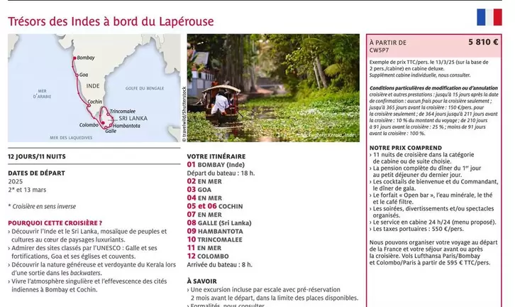 Trésors Des Indes À Bord Du Lapérouse offre à 5810€ sur Kuoni