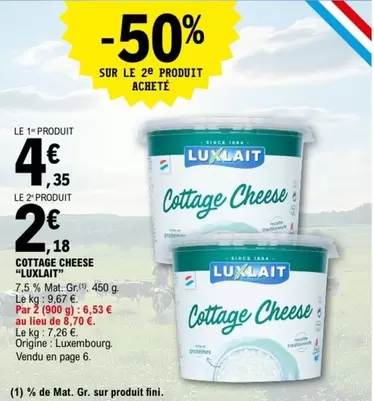 Luxlait - Cottage Cheese offre à 4,35€ sur E.Leclerc