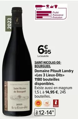 Domaine Pitault Landry - Saint-Nicolas-de-Bourgueil : Découvrez ce vin exceptionnel en promotion avec des caractéristiques uniques.