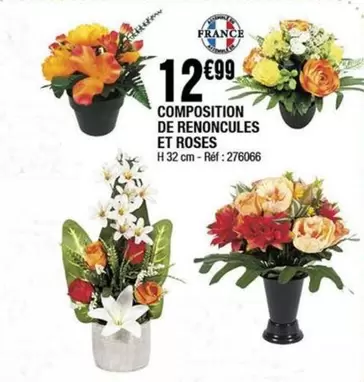 Composition De Renoncules Et Roses