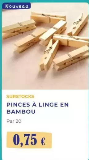 Pinces A Linge En Bambou offre à 0,75€ sur Noz