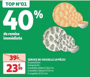 Service De Vaisselle 18 Pièces offre à 23,99€ sur Auchan Supermarché