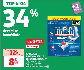 Finish - Capsules Lave-Vaisselle Quantum offre à 8,02€ sur Auchan Supermarché