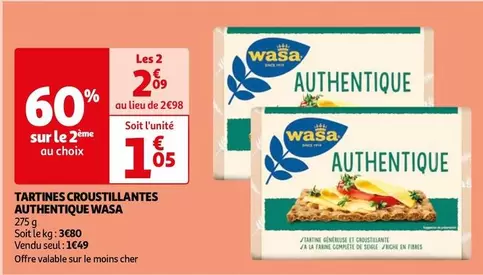 Wasa - Tartines Croustillantes Authentique offre à 1,05€ sur Auchan Hypermarché